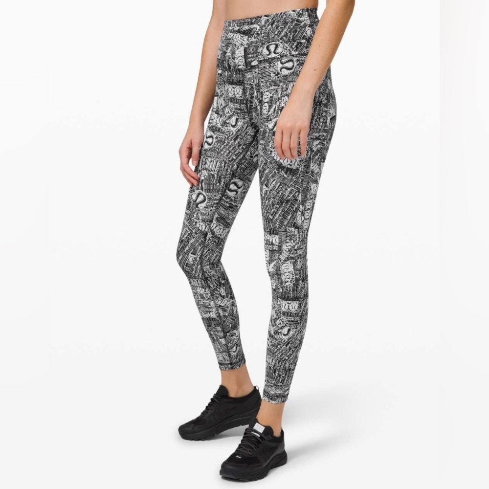 Lululemon Wunder Train High-Rise Tight 25" in Tear It Up Alpine White Black - Picture 4 of 6